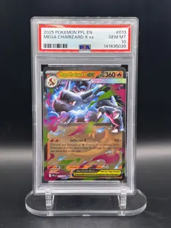 2025 POKEMON PFL EN-PHANTASMAL FLAMES #013 MEGA CHARIZARD X EX PSA 10 - Image 1