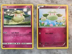 Pokemon TCG Cottonee 147/236 Cosmic Eclipse & Cottonee 70/124 Fates Collide NM - Image 1