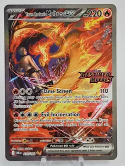 Pokemon TCG Team Rockets Moltres EX Card 229/182 English Stamped NM - Image 1