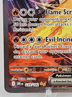 Pokemon TCG Team Rockets Moltres EX Card 229/182 English Stamped NM - Image 3