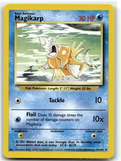 Magikarp 35/102 Uncommon Base Set Unlimited Pokemon LP (1999-2000) - Image 1