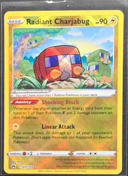 Radiant Charjabug 051/159 Crown Zenith Holo Rare Pokemon 2023 - Image 1