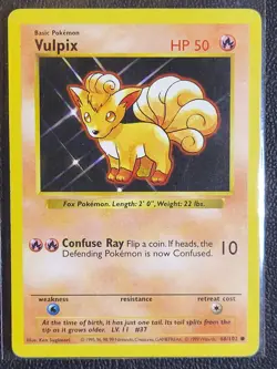 Pokemon TCG Vulpix #68 Base Set Shadowless Common Fire LP - Image 1