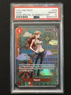Bandai 2023 One Piece Card Game Nami SP OP05 #016 Alt Art Holo PSA 10 - Image 1