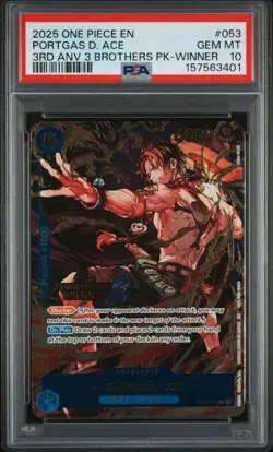 2025 ONE PIECE 3RD ANV TOURNAMENT 3 BROTHERS PACK WINNER PORTGAS D. ACE PSA 10 - Image 1
