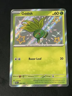 Pokemon TCG SV-Paldean Fates Oddish Card #92/91 Shiny Rare - Image 1