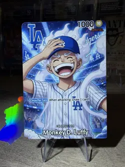 One Piece Anime CUSTOM Monkey D Luffy LA Dodgers Collectible Card Non-TCG - Image 1