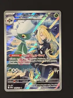Pokemon Sv10: Destined Rivals Cynthia's Roserade IR Card 184/182 White Corners - Image 1