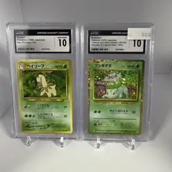 CGC 10 Bayleef No. 153 & CGC 10 Bulbasaur Trading Card Classic 001/032 - Image 1