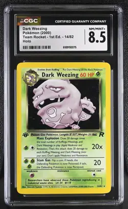 CGC 8.5 Dark Weezing 14/82 Team Rocket 1st Edition Holo Swirl Pokemon Card - Image 1