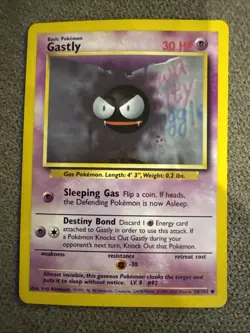 Pokemon Card Base Set Gastly 50/102 Common UK 4th Print 1999-2000 - Image 1