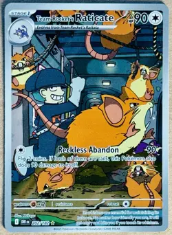 POKEMON DESTINED RIVALS TEAM ROCKET’S RATICATE ILLUSTRATION RARE HOLO 202/182 NM - Image 1