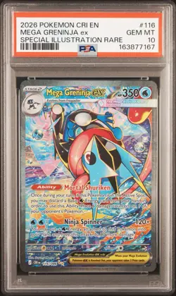 2026 POKEMON CHAOS RISING ILLUSTRATION RARE #116 MEGA GRENINJA EX PSA 10 - Image 1