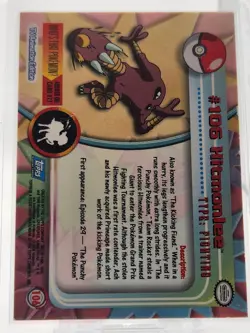 Topps Pokemon - Hitmonlee #106 - Topps Series 2 - Silver Foil - Blue Logo - Image 2