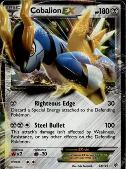 Cobalion EX 93/135 MP EX Rare Plasma Storm Pokemon Holo - Image 1