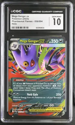 Mega Gengar EX 056/094 Holo Phantasmal Flames Pokemon CGC 10 Gem Mint - Image 1