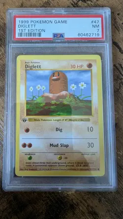 1999 Pokemon TCG Base set Diglett FIRST EDITION NM PSA 7 - Image 1