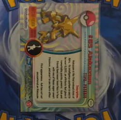 Topps Mint NM Pokemon TV Animation Edition #65 Alakazam 1999 Pokemon Card - Image 2