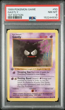 1999 POKEMON GAME 1ST EDITION #50 GASTLY PSA 8 - Image 1