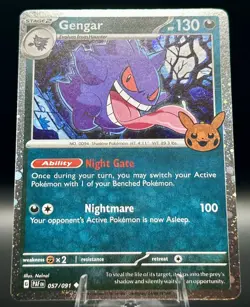 Gengar (Cosmos Holo) 057/091 Holo Rare Trick or Trade BOOster 2024 Pokemon NM - Image 1