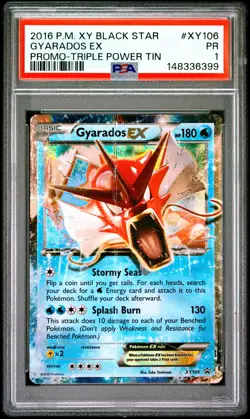 2016 POKEMON XY BLACK STAR PROMO TRIPLE POWER TIN #XY106 GYARADOS EX PSA 1 - Image 1