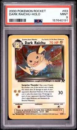 2000 POKEMON ROCKET #83 DARK RAICHU-HOLO PSA 9 - Image 1