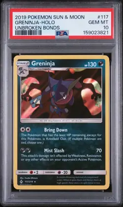 2019 POKEMON SUN & MOON UNBROKEN BONDS #117 GRENINJA HOLO PSA 10 🔥🔥 NEW CERT - Image 1