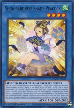 1x Shinobaroness Shade Peacock - 1st Edition NM Eng YuGiOh - Age of Overlord - Image 1