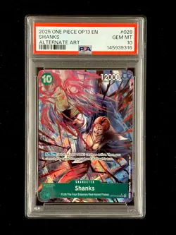 ONE PIECE OP13-CARRYING ON HIS WILL ALTERNATE ART #028 SHANKS PSA 10 - Image 1