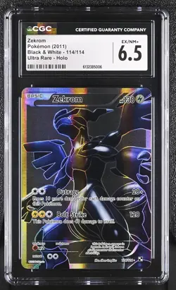 Graded CGC 6.5 EX/NM+ Zekrom (114 Full Art) 114/114 Black & White Holo - Image 1