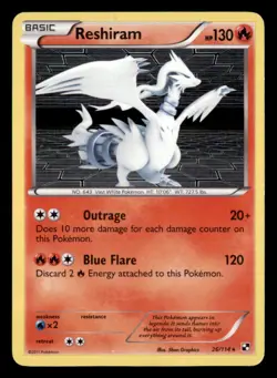 Reshiram 26/114 Holo Rare Black & White Pokemon Lightly Played - Image 1