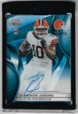 Quinshon Judkins 2025 Topps Chrome Black Rookie Auto Card Blue Refractor /150 - Image 1