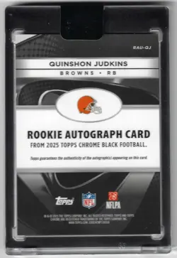 Quinshon Judkins 2025 Topps Chrome Black Rookie Auto Card Blue Refractor /150 - Image 2