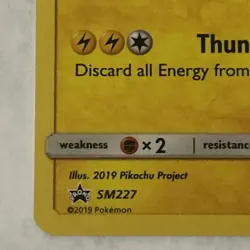 Pokemon Pikachu SM227 SM Promo Holo Basic Card 60 HP Thunderbolt Quick Attack - Image 5