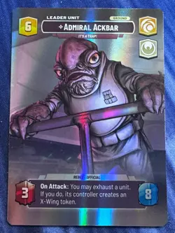 Star Wars Unlimited Jump to Lightspeed Admiral Ackbar SHOWCASE Leader Card JTL - Image 2
