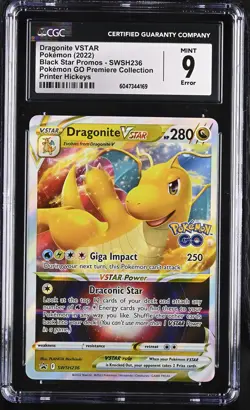 CGC 9 MINT Dragonite VSTAR 2022 Black Star Promo SWSH236 Error Pokemon Card - Image 1