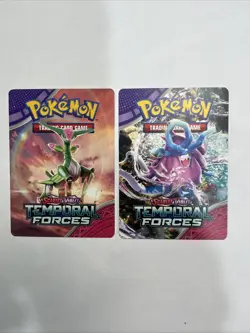 Pokemon 2024 Temporal Forces 2 Trainer Tip Cards Iron Leaves & Walking Wake Ex - Image 1