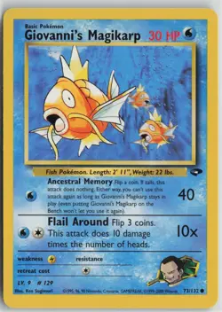 Giovanni's Magikarp 73/132 Common Gym Challenge Pokemon Unlimited Near Mint - Image 1