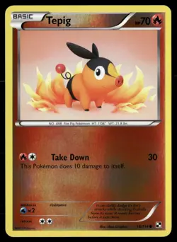 Tepig 16/114 Common Black & White Pokemon Reverse Holo NM - Image 1