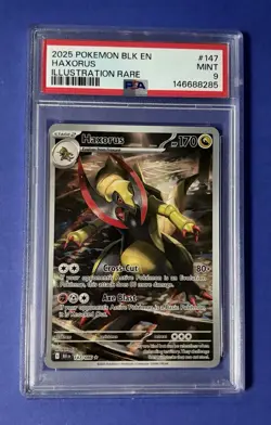 2025 Pokemon BLK EN Haxorus Illustration Rare #147 PSA 9 MINT - Image 1