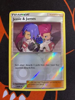Jessie & James 58/68 Reverse Holo Pokemon TCG: SM Hidden Fates Near Mint (NM) - Image 1