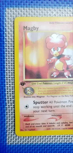 Pokemon TCG Magby Neo Genesis Card 23/111 Ist Edition Non Holo - Image 3