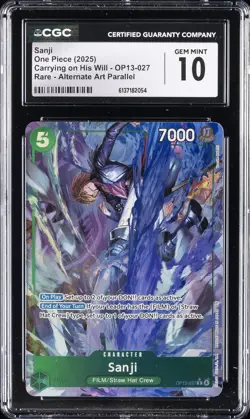 2025 ONE PIECE #OP13-027 SANJI CGC 10 GEM MINT - Image 1