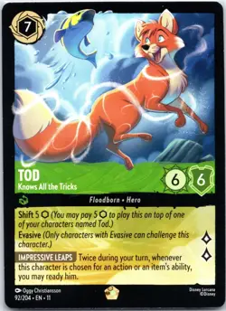 Disney Lorcana Tod - Knows All the Tricks Winterspell Legendary #92/204 NM - Image 1