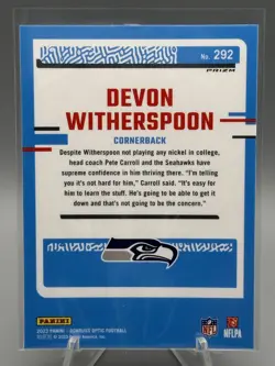 2023 Donruss Optic #292 Devon Witherspoon Green Hyper - Image 2