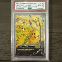 2021 POKEMON SWSH BLACK STAR PROMO CELEBRATIONS COLL #142 PIKACHU V-UNION PSA 10 - Image 1