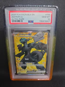 2025 POKEMON BLACK BOLT #158/086 ZEKROM EX FULL ART ULTRA RARE PSA 10 - Image 1