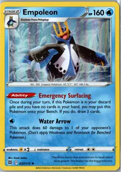 Empoleon Holo - Brilliant Stars 037/172 - Rare Lightly Played - Pokemon Card - Image 1