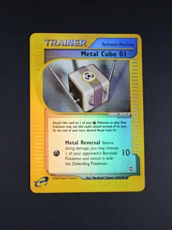 NM Metal Cube 01 Trainer Reverse-Holo Foil 129/147 Aquapolis Pokemon Card - Image 1