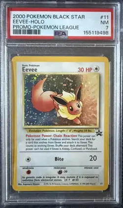2000 Pokemon Black Star Eevee Holo Promo-Pokemon League PSA 7 #11 - Image 1